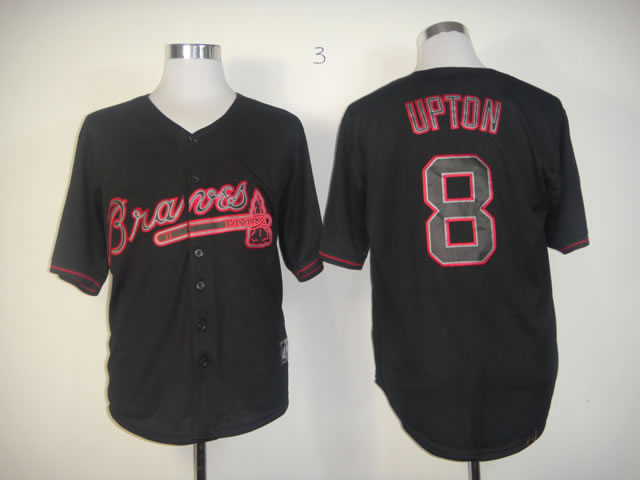 Men Atlanta Braves 8 Upton Black MLB Jerseys